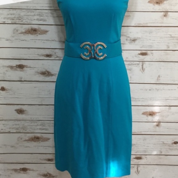 Pre Loved Caché Blue Green Dress - Picture 2 of 6